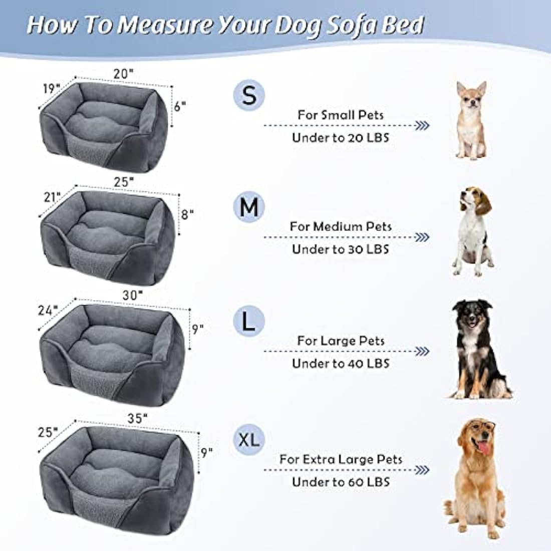 MIXJOY Dog Bed Extra Large Pet Bed, Grey Orthopedic Washable XL Dog Bed with Anti-Slip Bottom, Calming Cat Bed for Labrador, German Shepherd, Golden Retriever, 89×64×23 cm