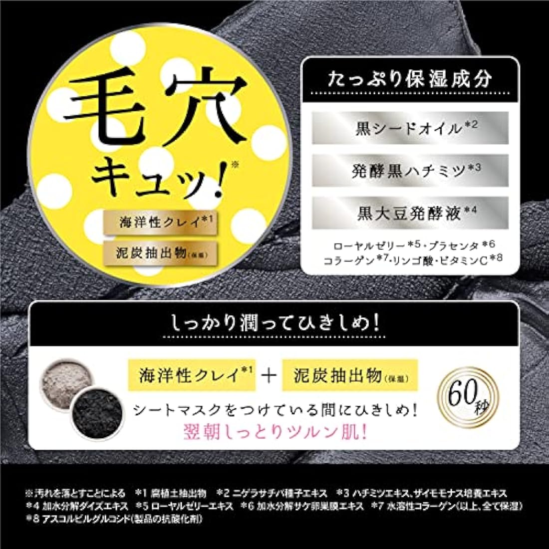 Bcl Saborino Adult Plus Night Black Chargefull Face Mask - 32 Sheets