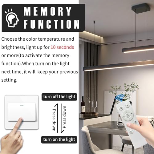 Mikeru 200cm Long Pendant Light, Put Together Kitchen Pendant Lights Over Island Dimmable Pool Table Lights 10% to 100% Dining Table Chandelier with Memory Function for Living Room, Conference Room