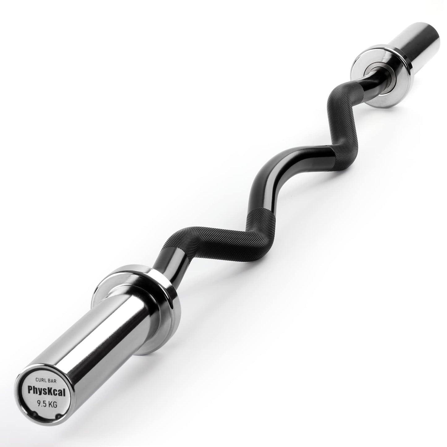 PhysKcal EZ Curl Bar, 47 Inches Super EZ Weight Lifting Bar for Standard 2 Inches Weight Plates, Excellent for Gaining Biceps and Triceps, Chrome &