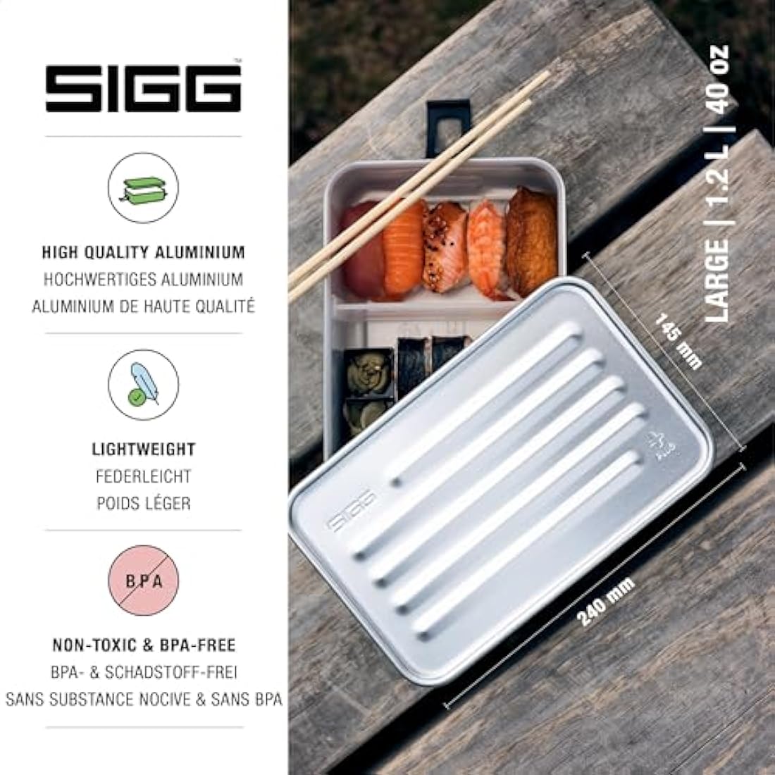 Sigg - Lunch Box Aluminium Plus - with Compartments - Award Winning Design - Dishwasher & Microwave Safe - Leakproof - Featherweight - BPA Free - S/L