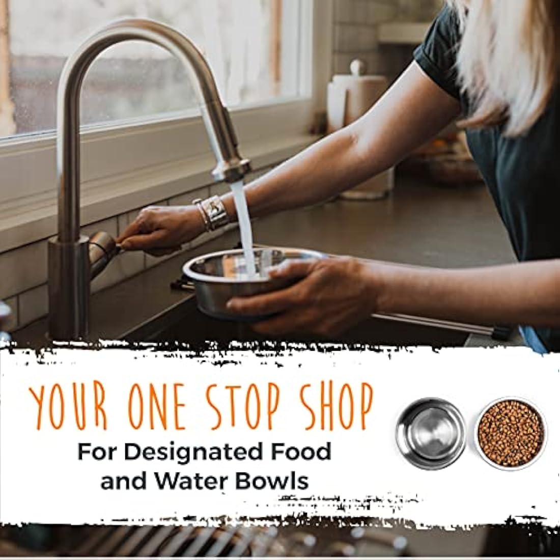 Mighty Paw Stainless Steel Dog Bowls - Durable Material - Won't Rust Or Discolor - Prevents Spills And Messes With Non-Slip Silicone Bottom - Holds Variety Of Dog Wet & Dry Food - Available In 3 Sizes