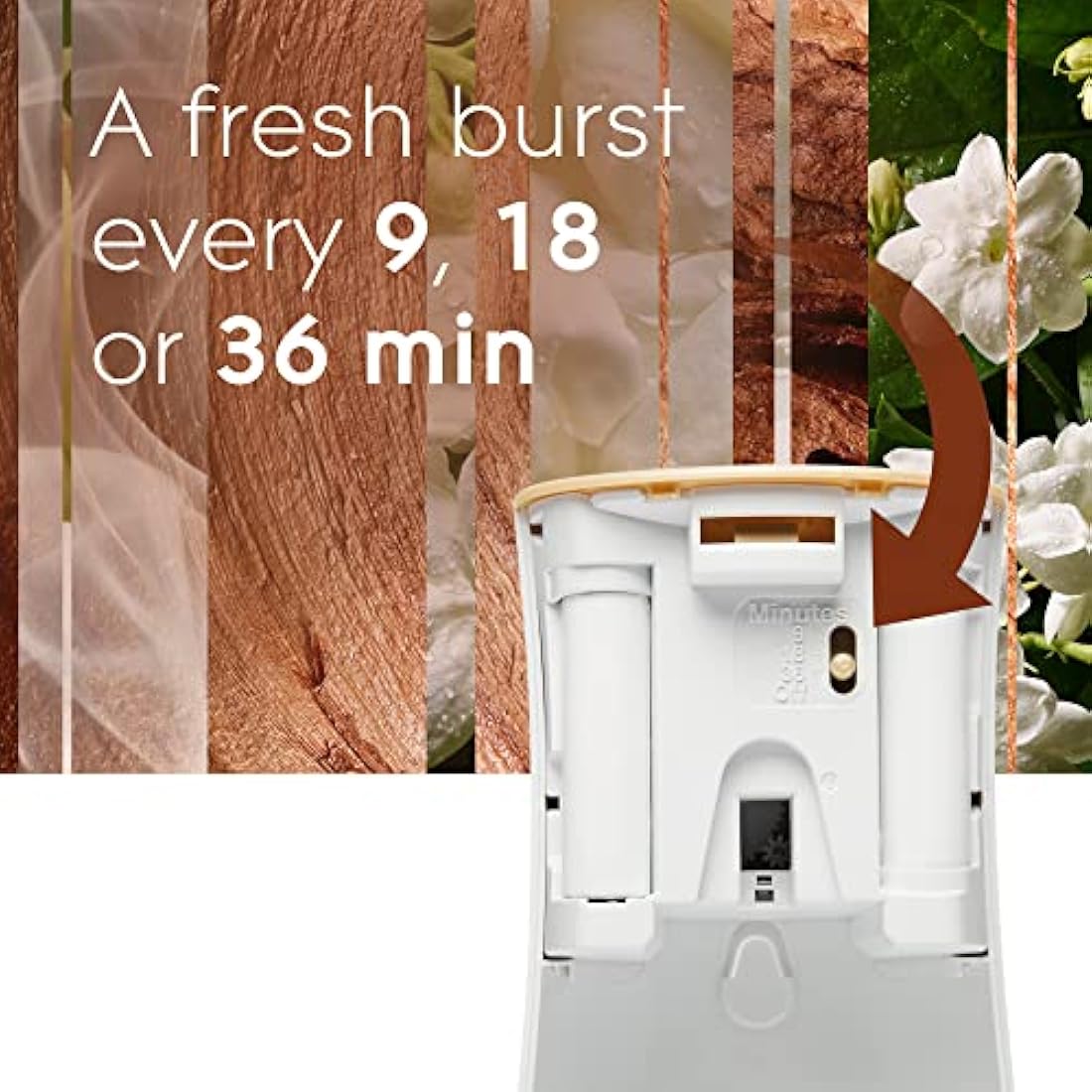 Glade Automatic Air Freshener Holder & Refill, Long-lasting Fragrance Infused with Essential Oils, Sandalwood & Jasmine, 1 Starter Kit, (1 x Holder and 269 ml Refill)