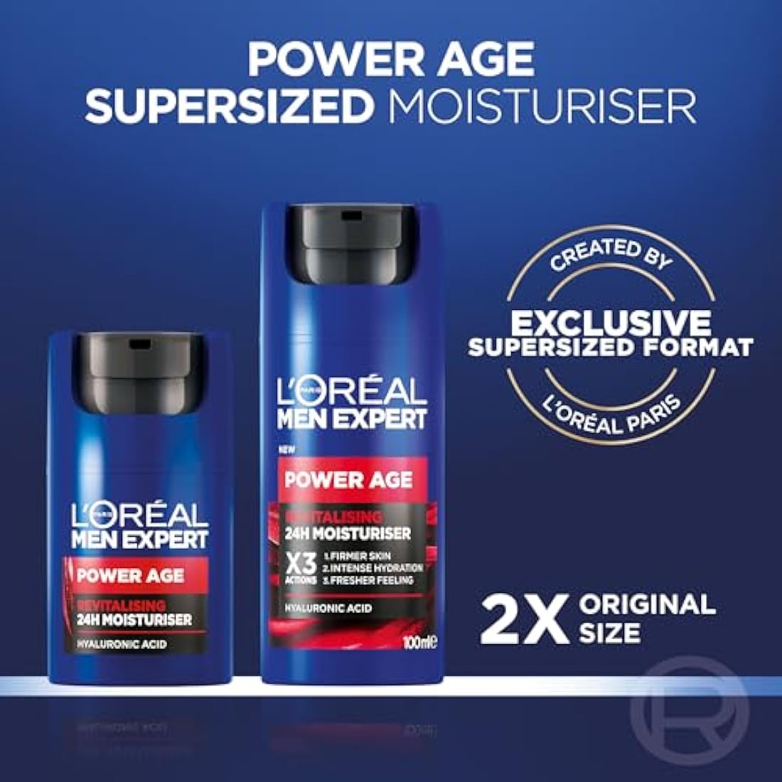 L’Oréal Paris Men Expert Power Bundle Gift Set for Men, Revitalising Moisturiser XL 100ml and Multi-action Serum 30ml, Power Age Duo With Hyaluronic Acid, for Dull and Dry Skin