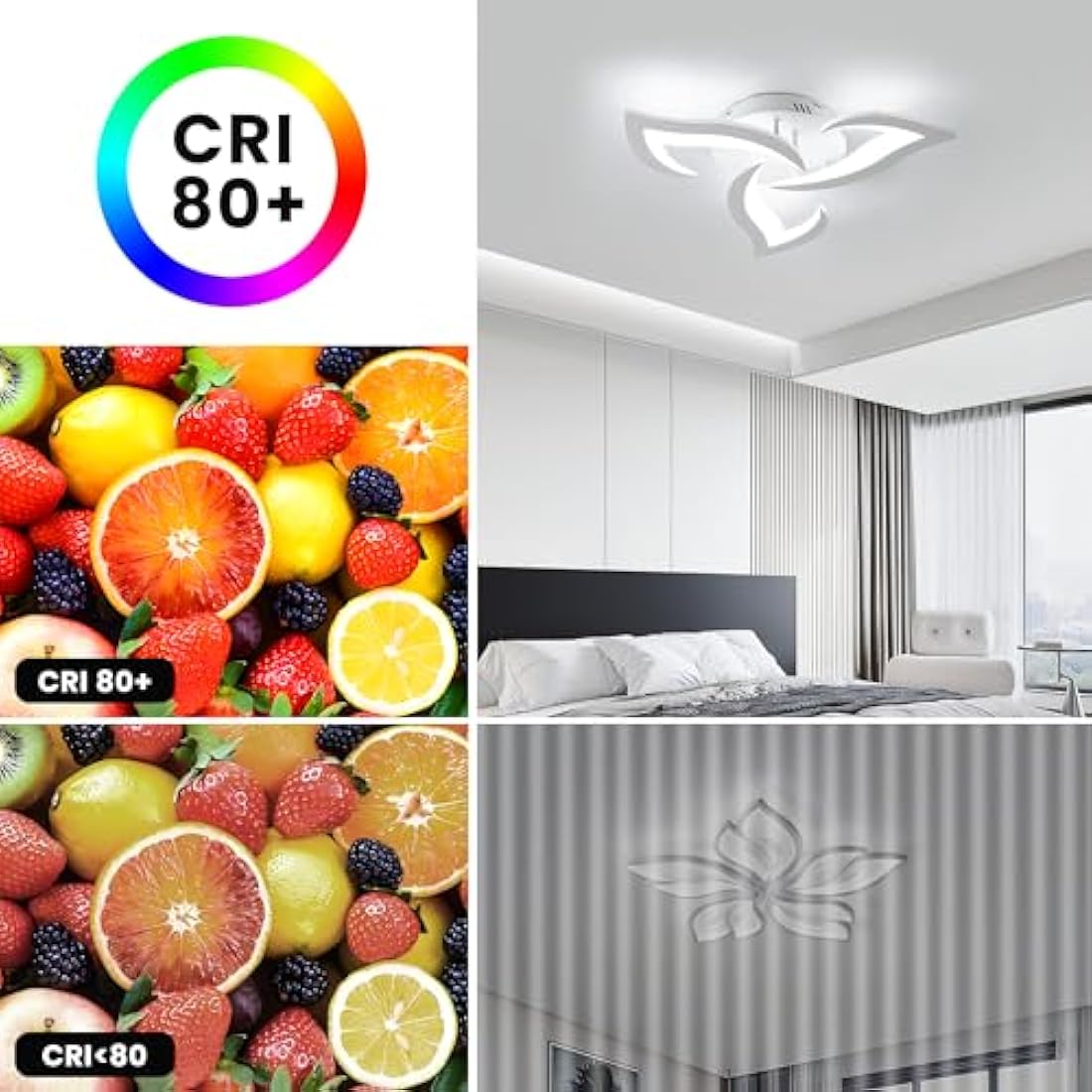Dorlink LED Ceiling Light, 36W 3240LM Modern Design Ceiling Lighting, 3 Lights Living Room Ceiling Light Acrylic White Flower Fittings Ceilings for Bedroom, Kitchen, Dining Room 6500K Cool White