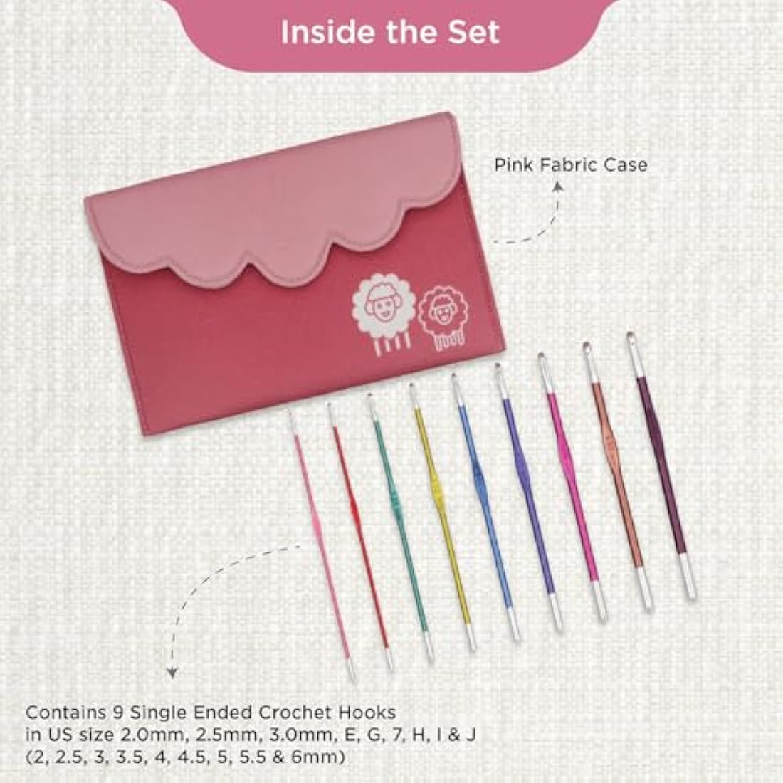 KnitPro Zing Deluxe Single-Ended Crochet Hook Set | 9 Sizes (2mm to 6mm)