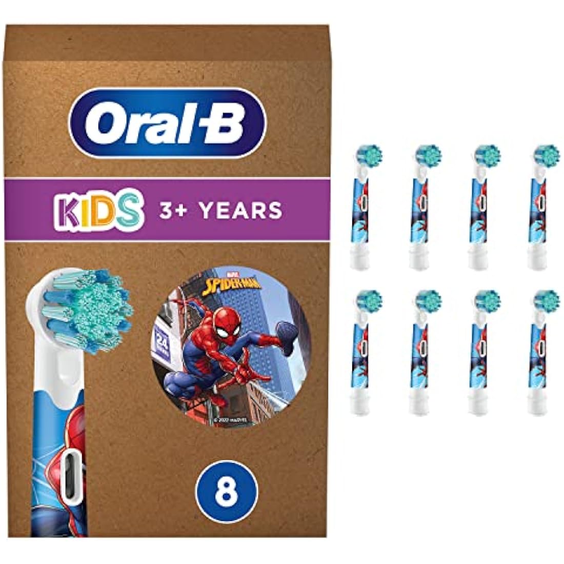 Oral-B Pro Kids Toothbrush Heads Featuring Spiderman, Pack of 8 Counts