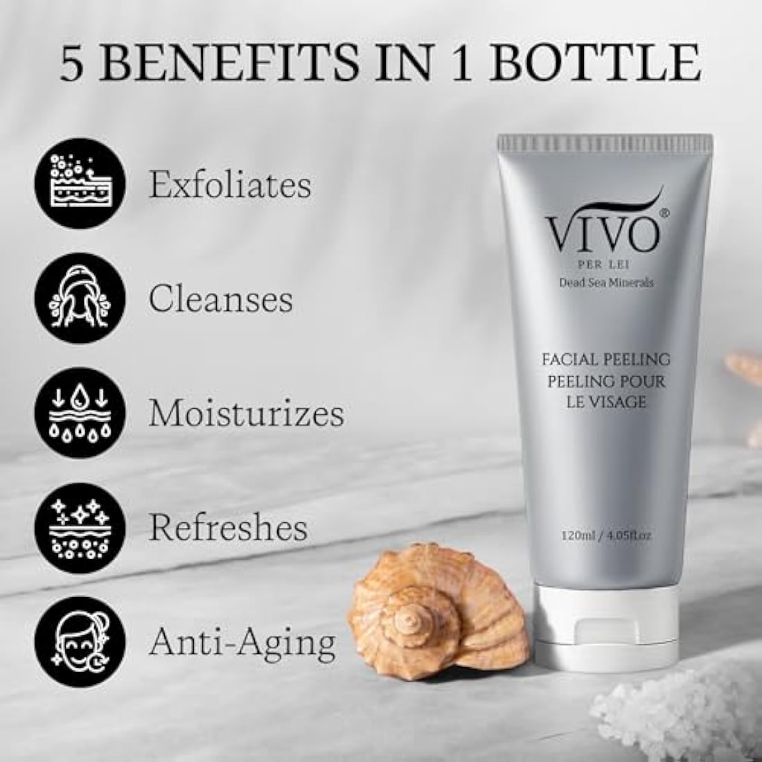 Vivo Per Lei Facial Peeling Gel | Gentle Face Scrub for All Skin Types | 50 Milliliter/ 1.7 Fl. Oz. (Pack of 2)