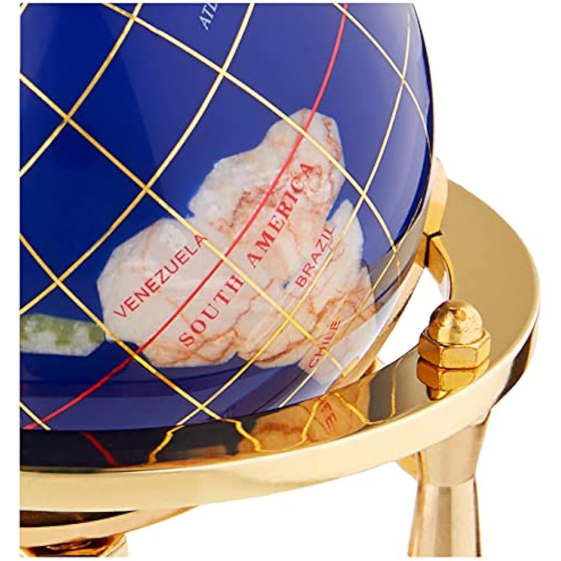 Unique Art 6-Inch by Blue Lapis Ocean Mini Table Top Gemstone World Globe with Gold Tripod