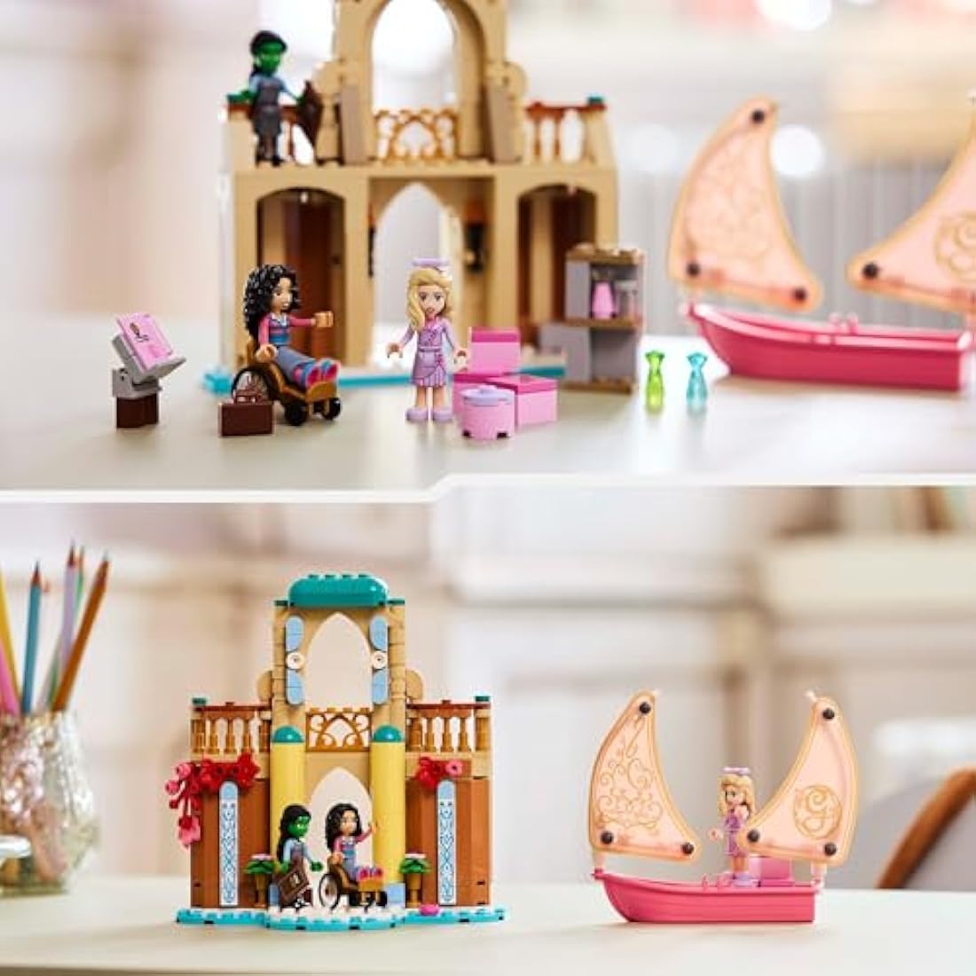LEGO Wicked Glinda, Elphaba & Nessarose at Shiz University - Building Toy with a Boat, 3 Mini doll Figures and Fun Accessories - Gift for 7+ Year Old Girls & Movie Fans - 75681
