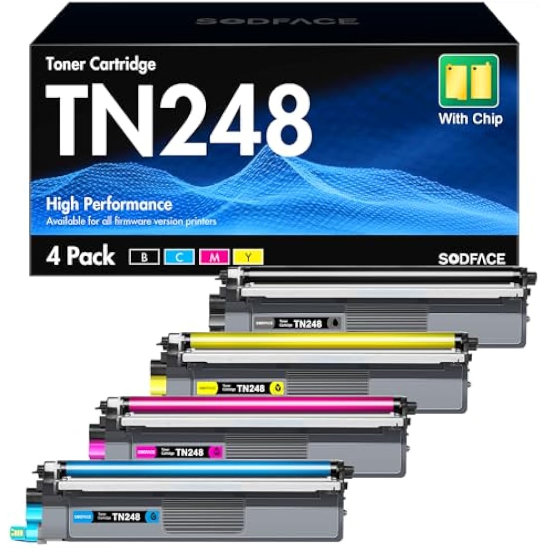 SODFACE TN248XL TN248 Toner Cartridge Compatible for Brother DCP-L3560CDW Toner for Brother MFC-L3740CDWE DCP-L3520CDW HL-L3240CDW HL-L3220CW MFC-L8390CDW DCP-L3555CDW (Black, Magenta, Yellow, Cyan)