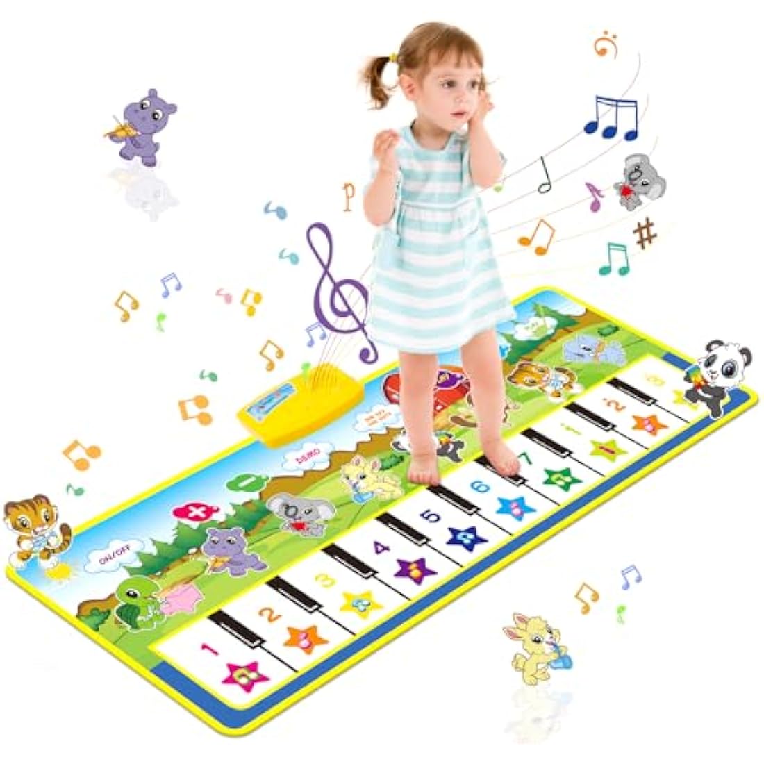 m zimoon Kids Piano Mat, Piano Music Mat Dance Mats Touch Play Mats Floor Keyboard Musical Carpet Mat Gift Toys for 2 3 4 5 6 Years Old Kids Boys Girls Toddlers (100 × 36 cm)