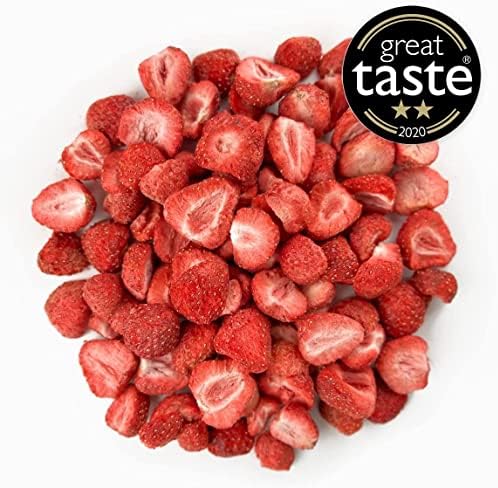 BRIX Freeze Dried Strawberry Halves | 100% Natural Dried Strawberries 300g | Great Taste Award Dried Fruit | Non-GMO, Gluten Free, Vegan & Vitamins Retained