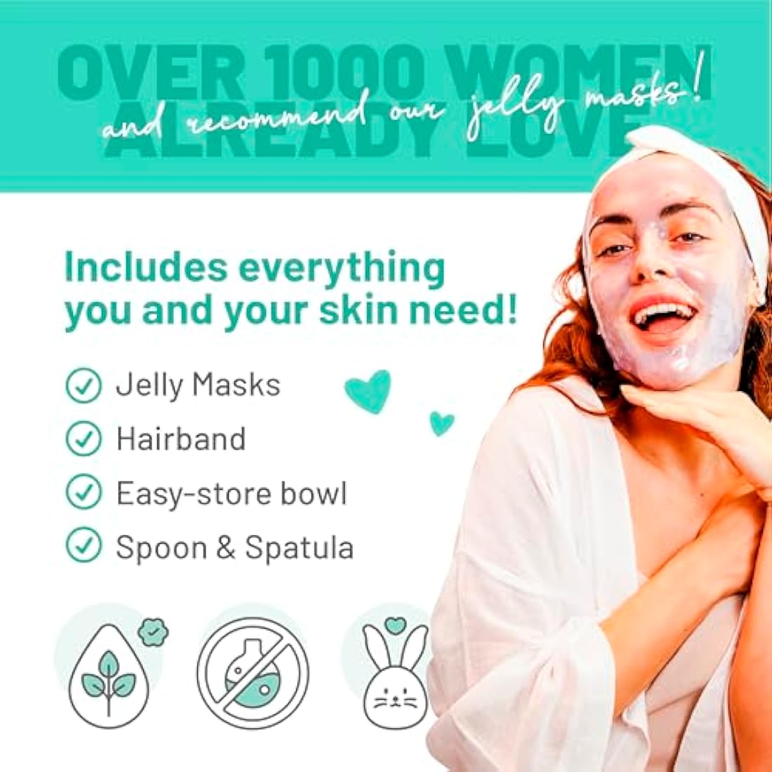 BRÜUN Jelly Mask Jar Chlorella Peel-Off Face Care Rubber Mask - A 23 fl oz Skin Care Gel Mask Jar Spa Set for Men, Women and Adults