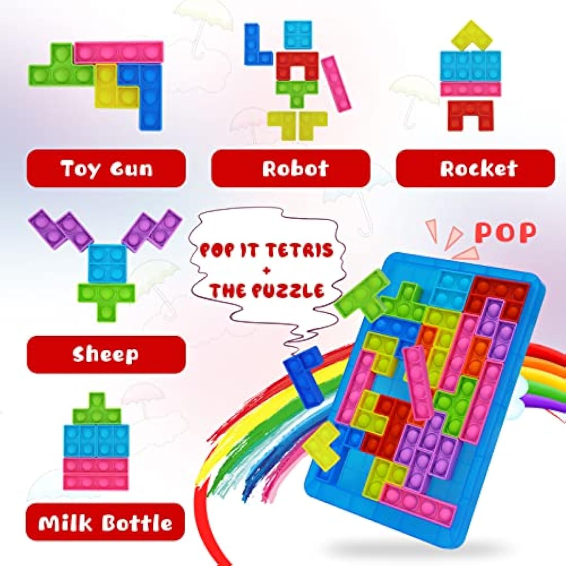 Silicone Sensory Fidget Toys for Kids Boys Girls, Puzzle Pop Game for Kids Adults Anti-Stress & Relax Squeeze Toys - Best Puzzle Gifts
