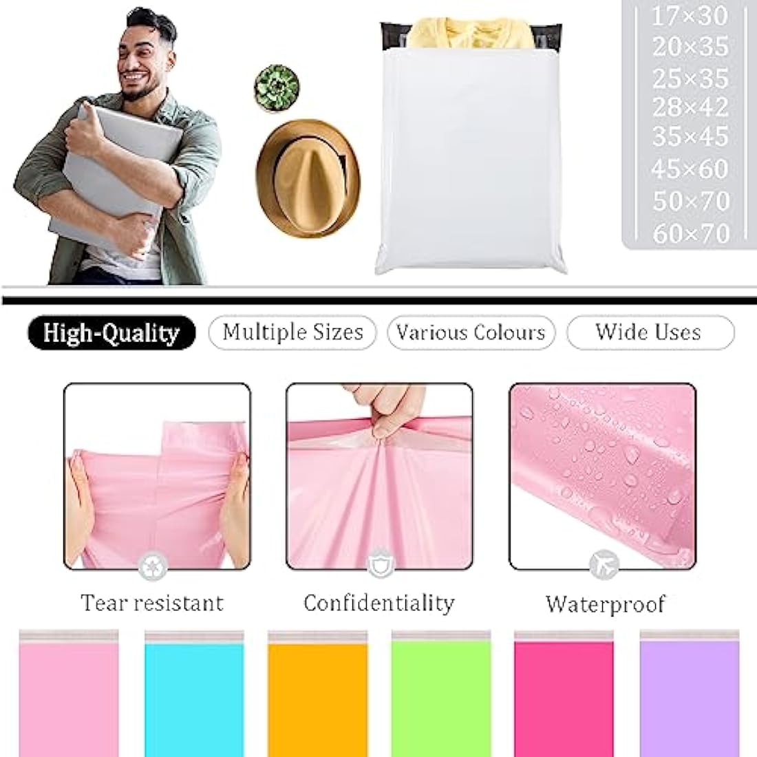 YAAVAAW 50pcs 28x42cm White Vinted Postage Bags Mailing for Clothes,Mailing Poly Postal Self Seal Bags,Parcel Shipping Strong Packaging Bag Delivery Plastic Envelopes Posting Clothes Parcel