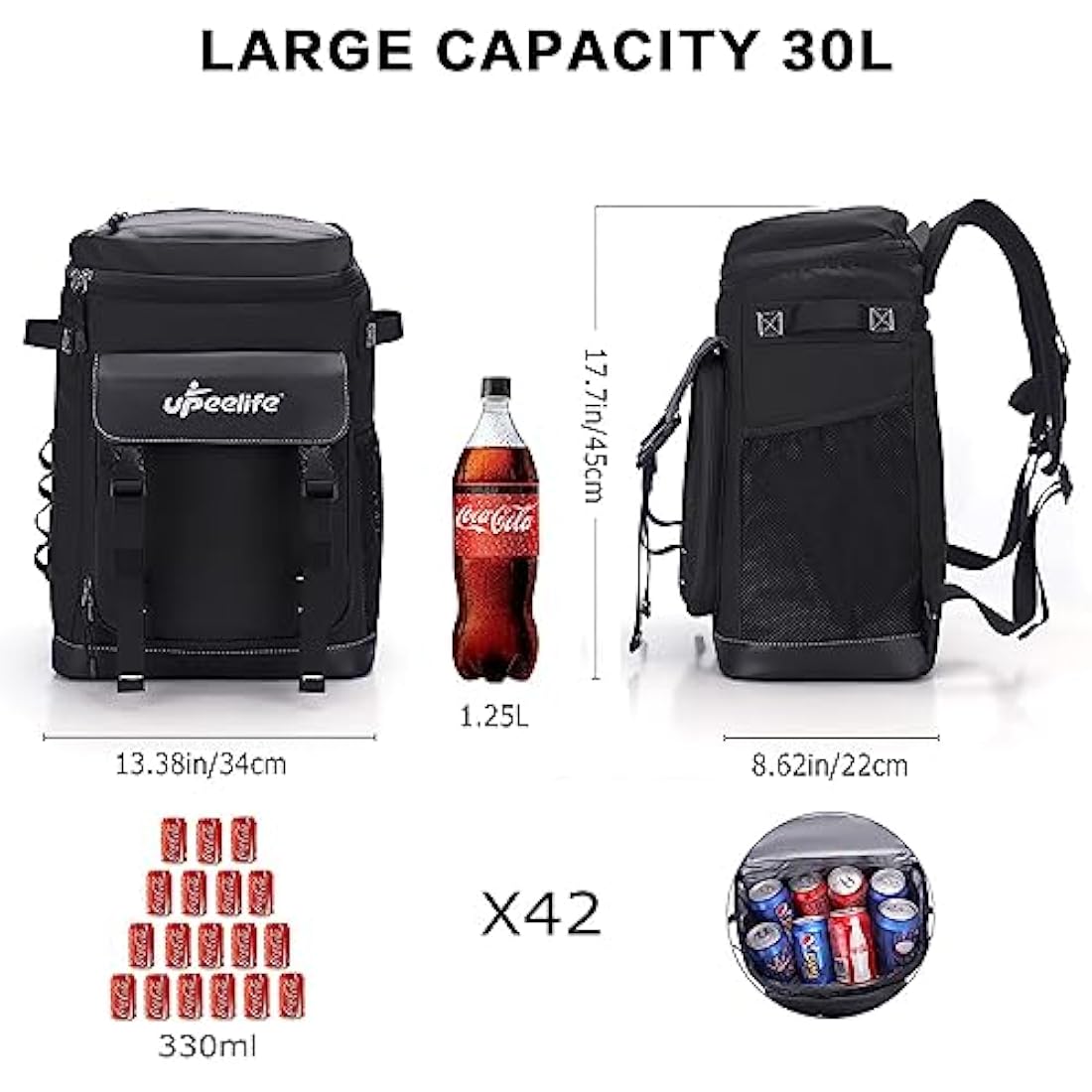 Upeelife Insulated Backpack Cooler Picnic Backpack, Cool Bag Rucksack Cooler Backpack