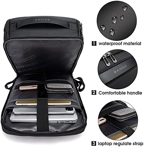 BANGE Business Smart Backpack Waterproof fit 15.6 Inch Laptop Backpack with USB Charging Port,Travel Durable Backpack