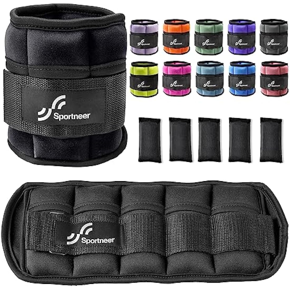 Sportneer Ankle Weights Adjustable Ankle Weights Set Wrist Strap 0.45kg - 2.25kg Each Ankle, 0.9kg - 4.5kg a Pair