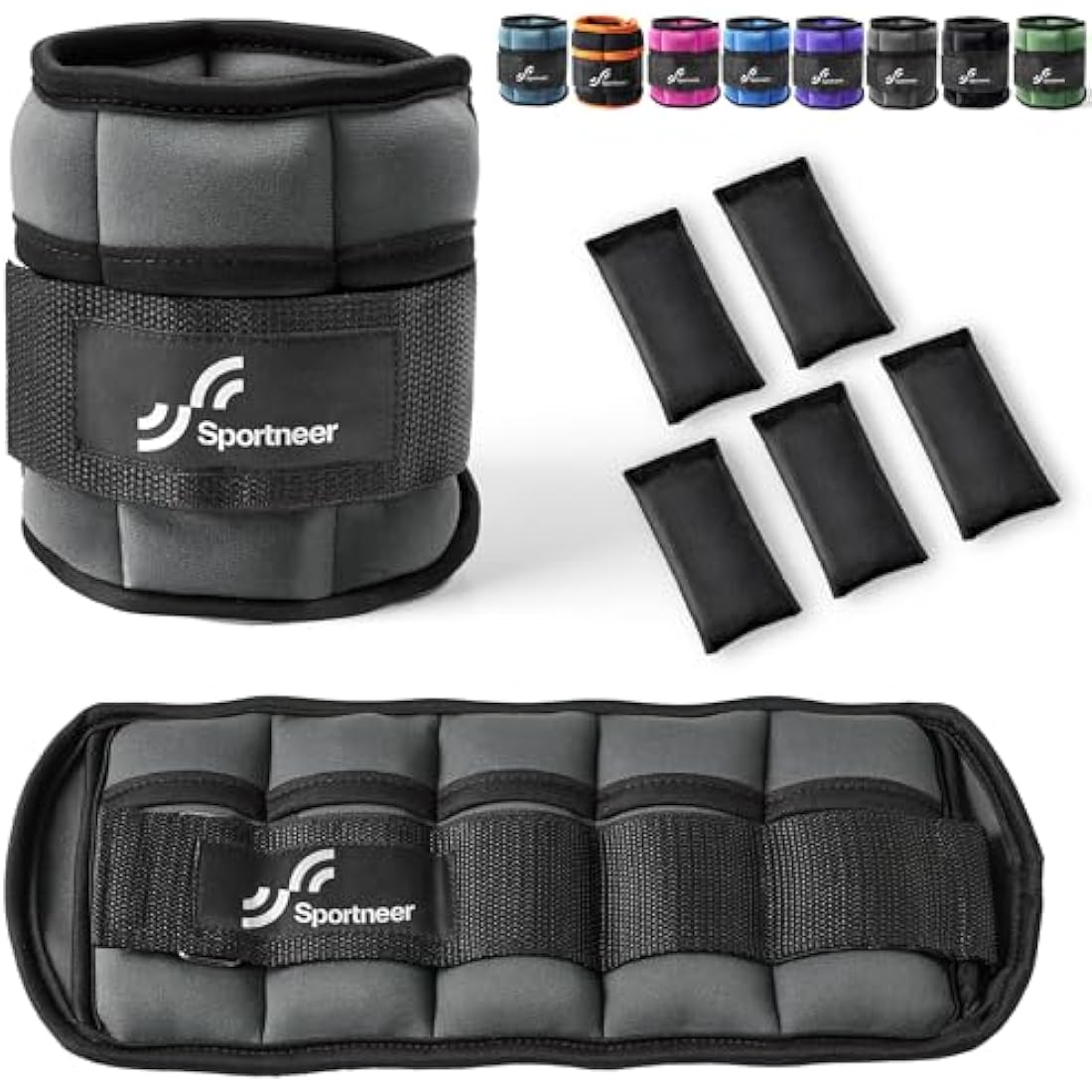 Sportneer Adjustable Ankle Weights Set: Leg Weights, Ankle Weight Wrist Weight Straps, 0.45-1.6kg for Per Ankle, 0.9-3.2kg for a Pair