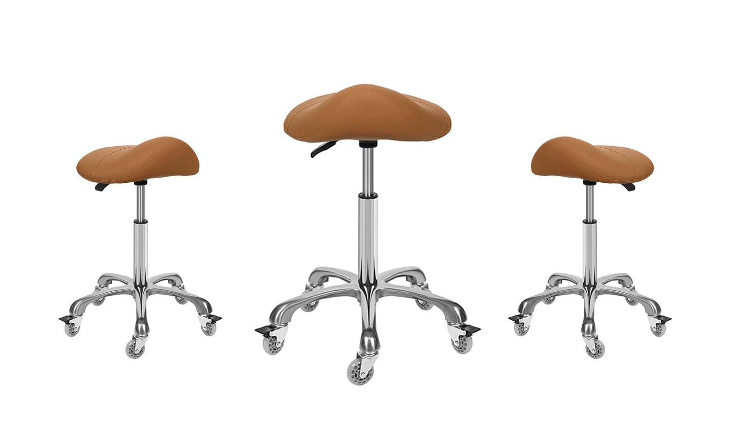McDooFly Ergonomic Saddle Stool with Wheels Rolling Saddle Chair Heavy Duty Height Adjustable Swivel Hydraulic Stool for Dental Clinic Massage Salon