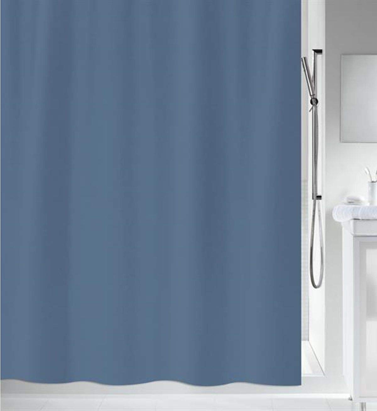 Spirella Primo Collection Textile Shower Curtain, 240 x 200, 100% Polyester, Blue