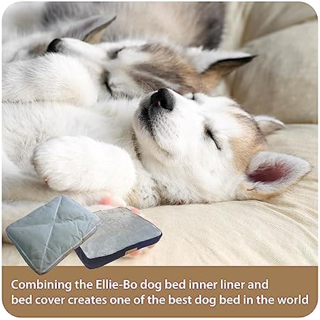Ellie-Bo XL Dog Bed for 42-inch Dog Cage/Crate - Blue Corduroy/Grey FauxFur