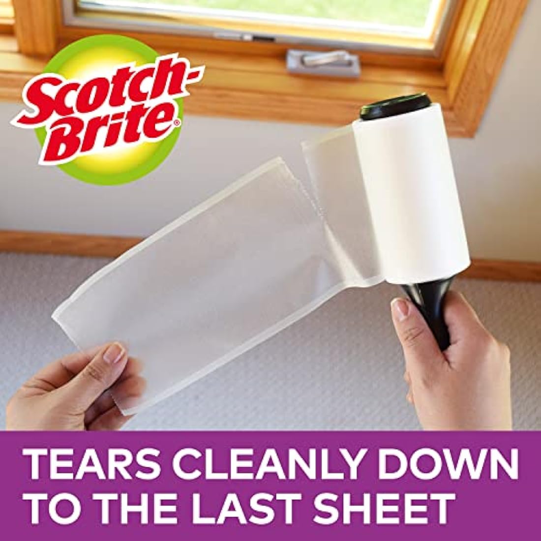 Scotch-Brite Pet Extra Sticky Lint Roller Refill, 48 sheets - Designed for Pet Hair, Easy Tear Sheets, Safe on Fabrics, Black, White