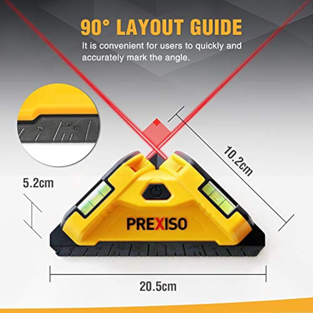 PREXISO Laser Level Floor Tiling, 10M(30FT) Level and Square Lasers, Angle Lasers with Spirit Levels, Battery Included