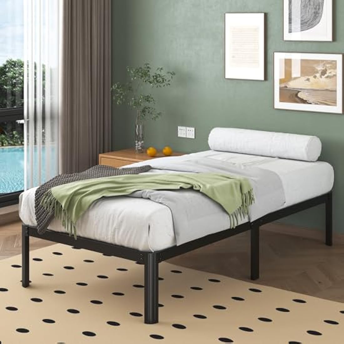 Lutown-Teen Small Single Bed Frame 30 cm High with Rounded Corner Legs, Heavy Duty Metal Small Single Bed Frames 2ft6, Noise Free, Easy Assembly
