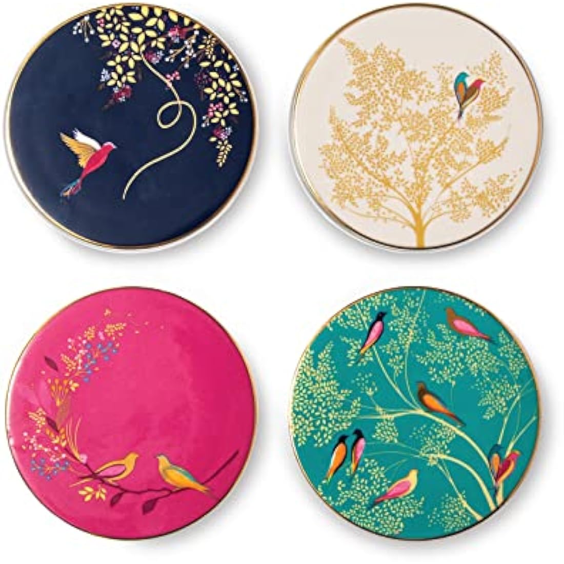 Sara Miller London Set of 4 Ceramic Coasters Gift Boxed, 10cm