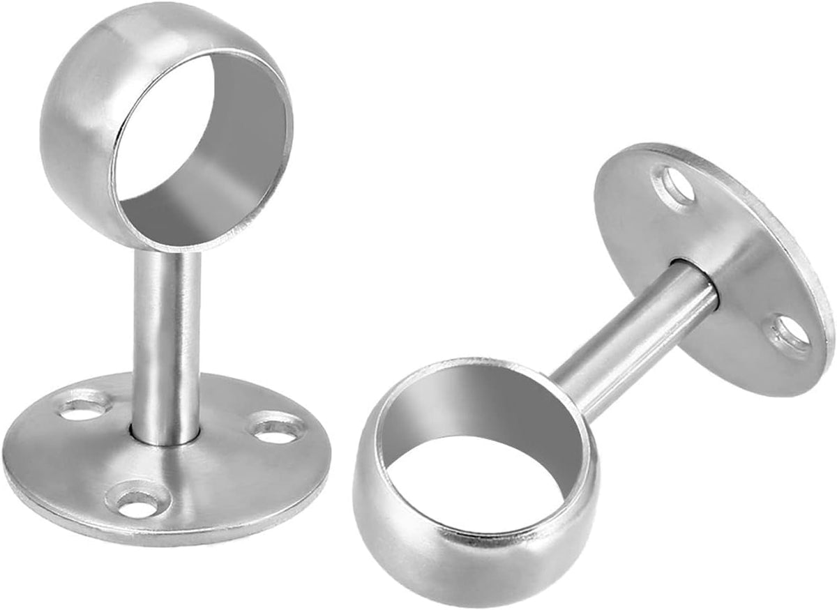MACHSWON 25mm Dia,65mm Height, Wardrobe Pipe Bracket, Wall Mounted Rail Rod Support Sockets,2PCS