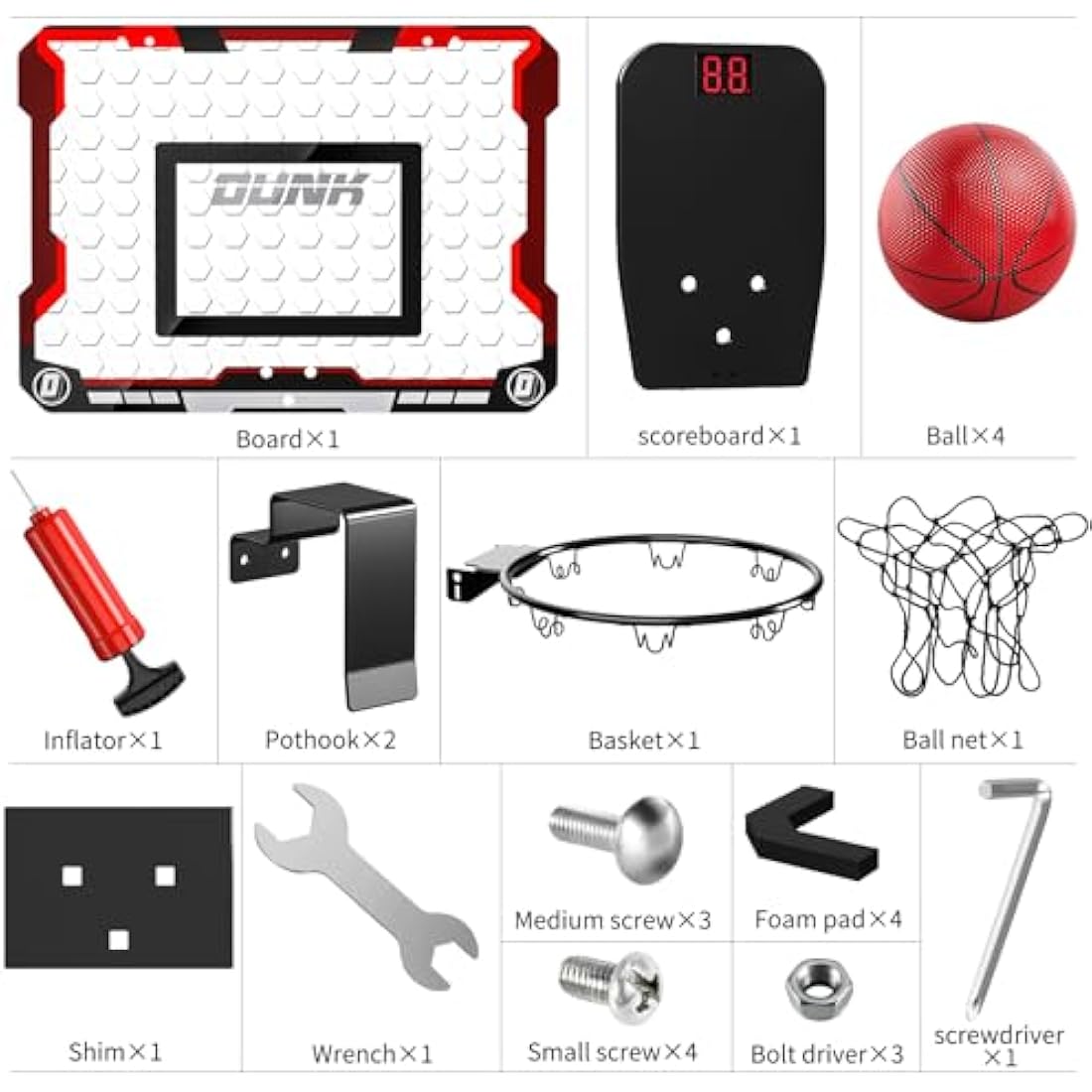 TEMI Basketball Hoop Indoor With 4 Balls, Over The Door for Kids and Adults, Toy Gift for Boys Girls Age 3-12 Years