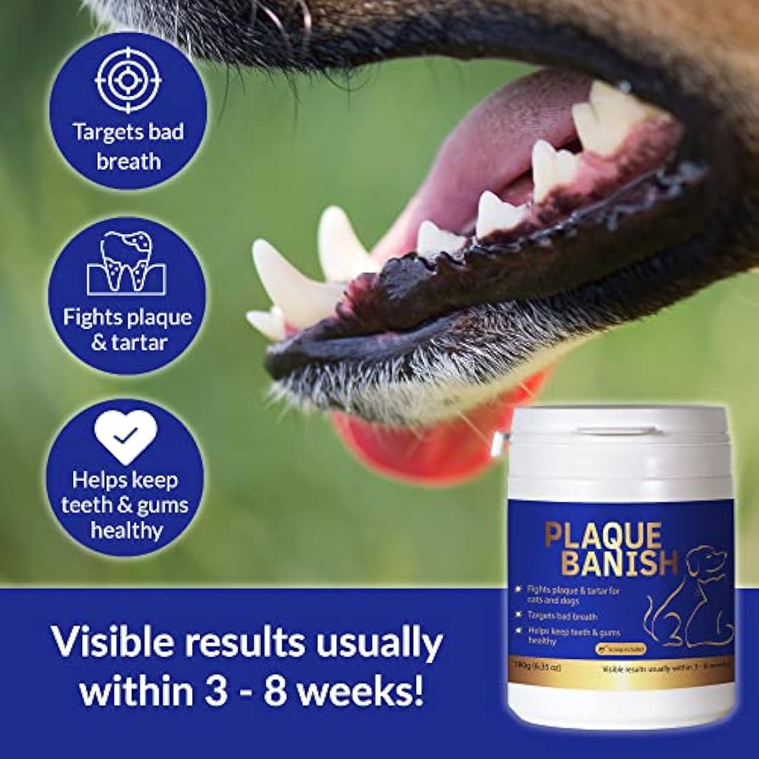 Plaque Banish 100% Natural Plaque Off 180g for Dogs | Tartar Remover | Freshen Breath for Dogs & Cats | Prevent Gum Disease & Promote Dental Health