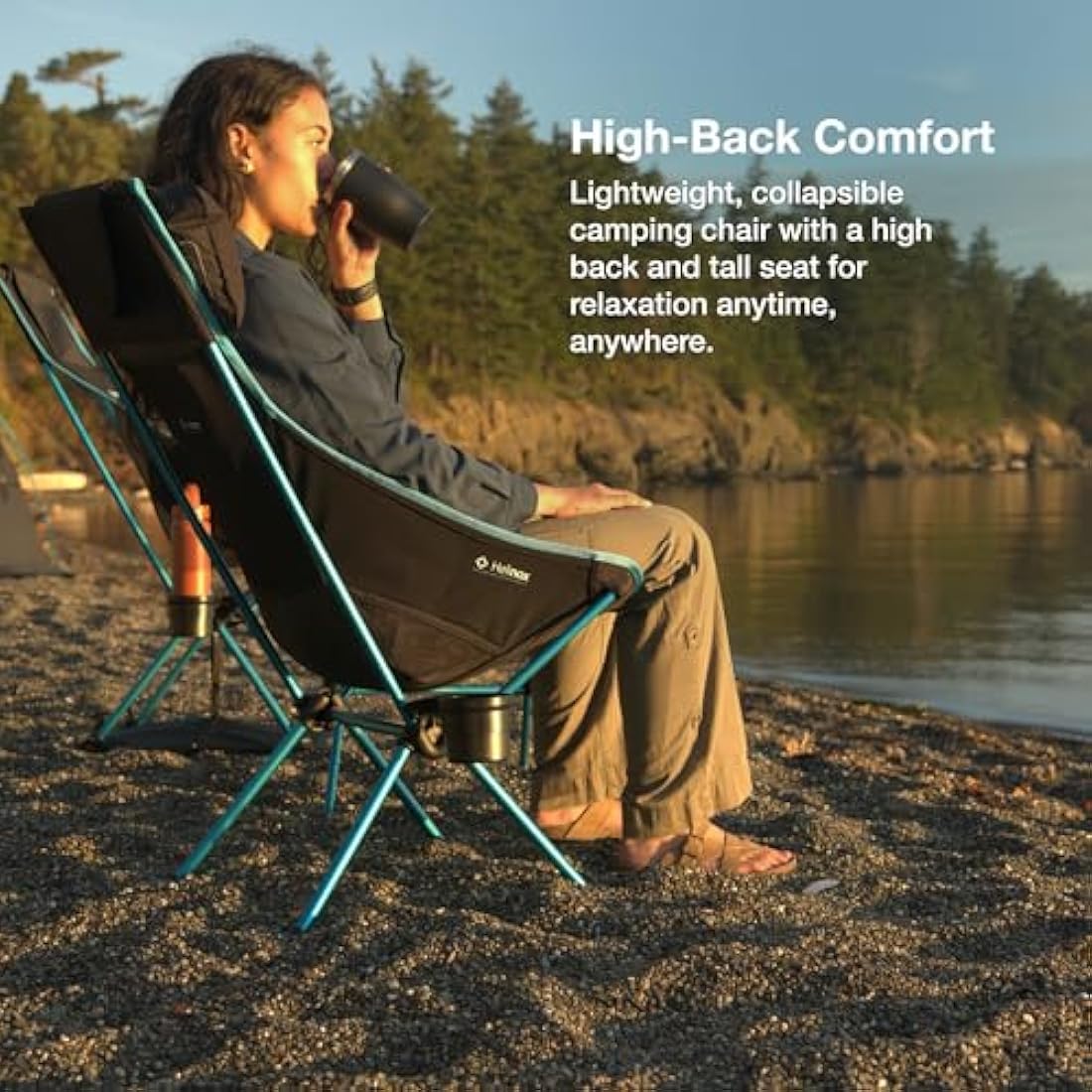 Helinox Sunset Chair Lightweight, High-Back, Compact, Collapsible Camping Chair, Xray Tiger Camo, with Pockets