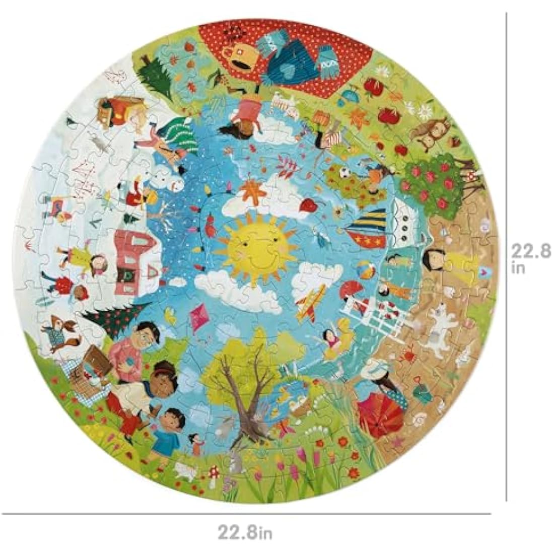 Boppi puzzles for 5+ year olds / 150 Piece Round Circle Jigsaw Puzzles for Kids Aged 5-8 Made with 100% Recycled Card – Seasons