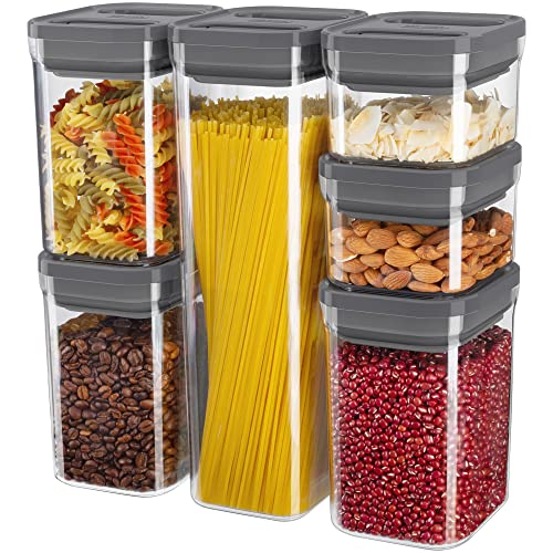 MR.SIGA 6 Piece Airtight Food Storage Container Set, BPA Free Kitchen Pantry Organization Canisters, One-handed Kitchen Storage Containers for Cereal,