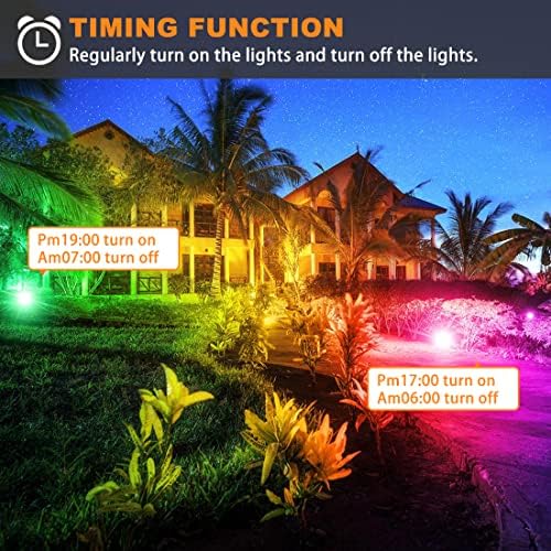Lighting master LED Floodlight 80W Equivalent 8000LM, Smart RGB Flood Lights Outdoor with APP Control, Colour Changing + Warm White, Timing - Scene - Garden Lighting, IP66, UK Plug（2 Packs