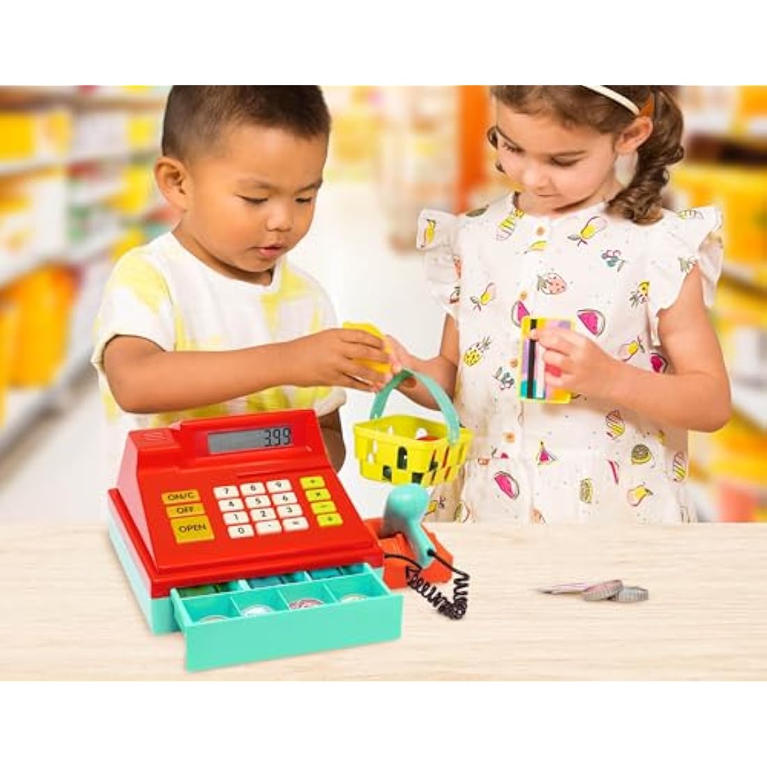 Battat – Toy Cash Registerwith scanner For Kids, Toddlers – 49 Pieces with Money, Credit Card, Scanner – Pretend Play Toy – 3+ Years