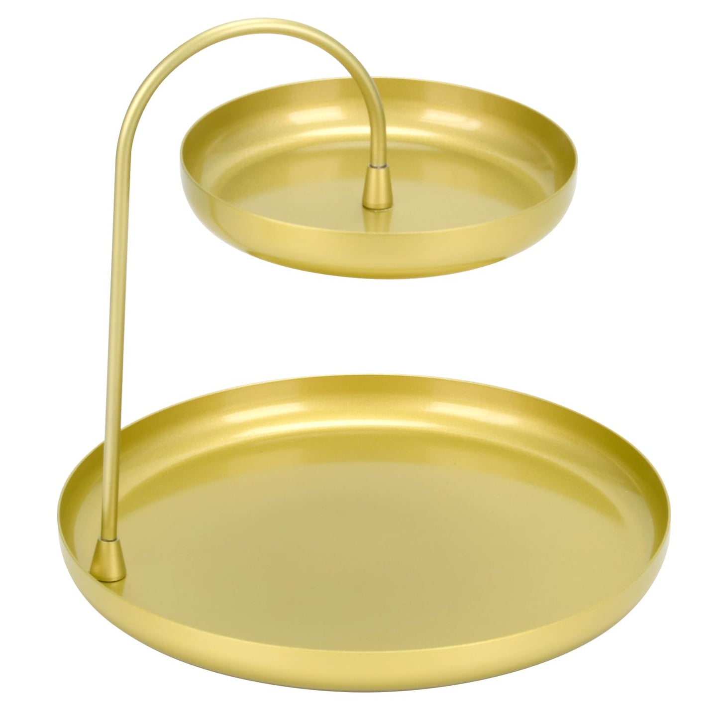 Gold Tray Metal Decorative Tray 2 tier Afternoon Tea Stand, Sturdy trinket jewellery dish for Rings Jewelry Watch, Fruit, Cake, Snack, fit Dresser,