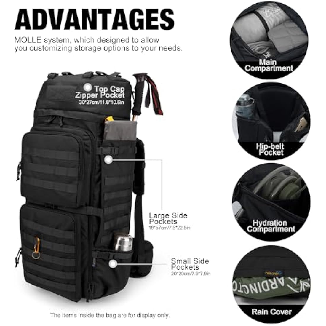 Mardingtop 75L Tactical Backpack Large Camping Backpack Military Rucksack with Rain Cover Molle System Army Backpack for Outdoor Trekking,Mountaineering,Hiking