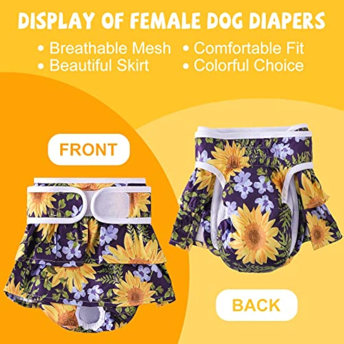 COMSLE Dog Nappies Female Medium 3 Pack, Dog Period Heat Pants in Season, Super Absorbent & Adjustable Sanitary Reusable Doggy Puppy Diapers