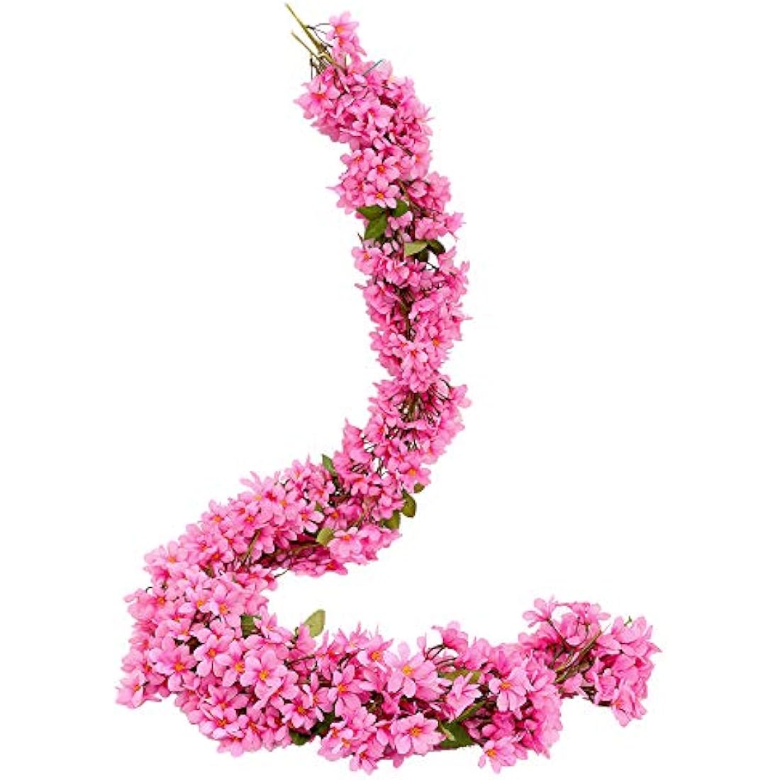 JUSTOYOU 2 Pcs 5.7FT Artificial Flowers Cherry Blossom Sakura Hanging Vine Fake Sakura Garland Fake Oriental Cherry Wreath Home Garden Party Wedding Decor（Rose Red）