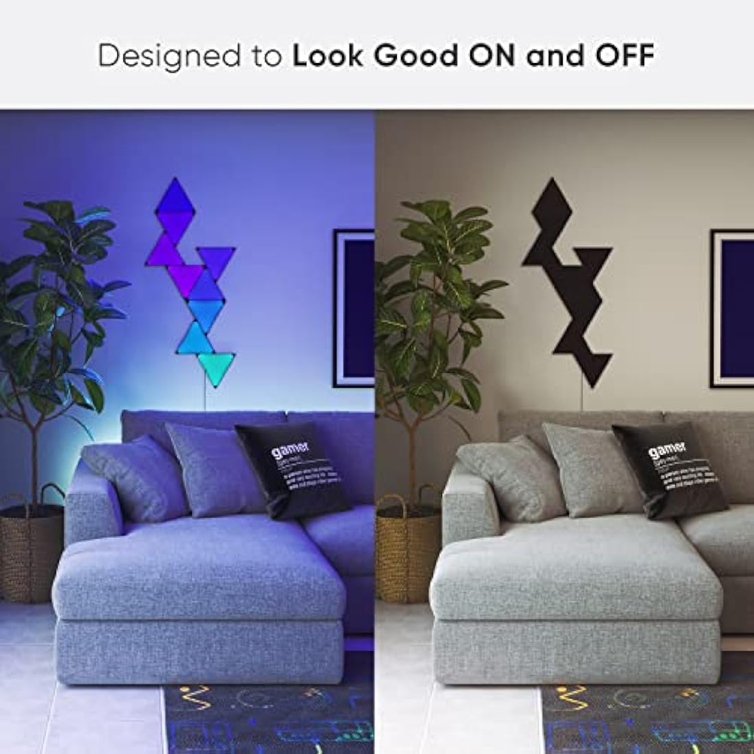Nanoleaf Shapes Ultra Black Triangle Starter Kit, 9 Smart Light Panels LED RGBW - Modular Wi-Fi Colour Changing Wall Lights, Works with Alexa Google Assistant Apple Homekit, for Room Decor & Gaming