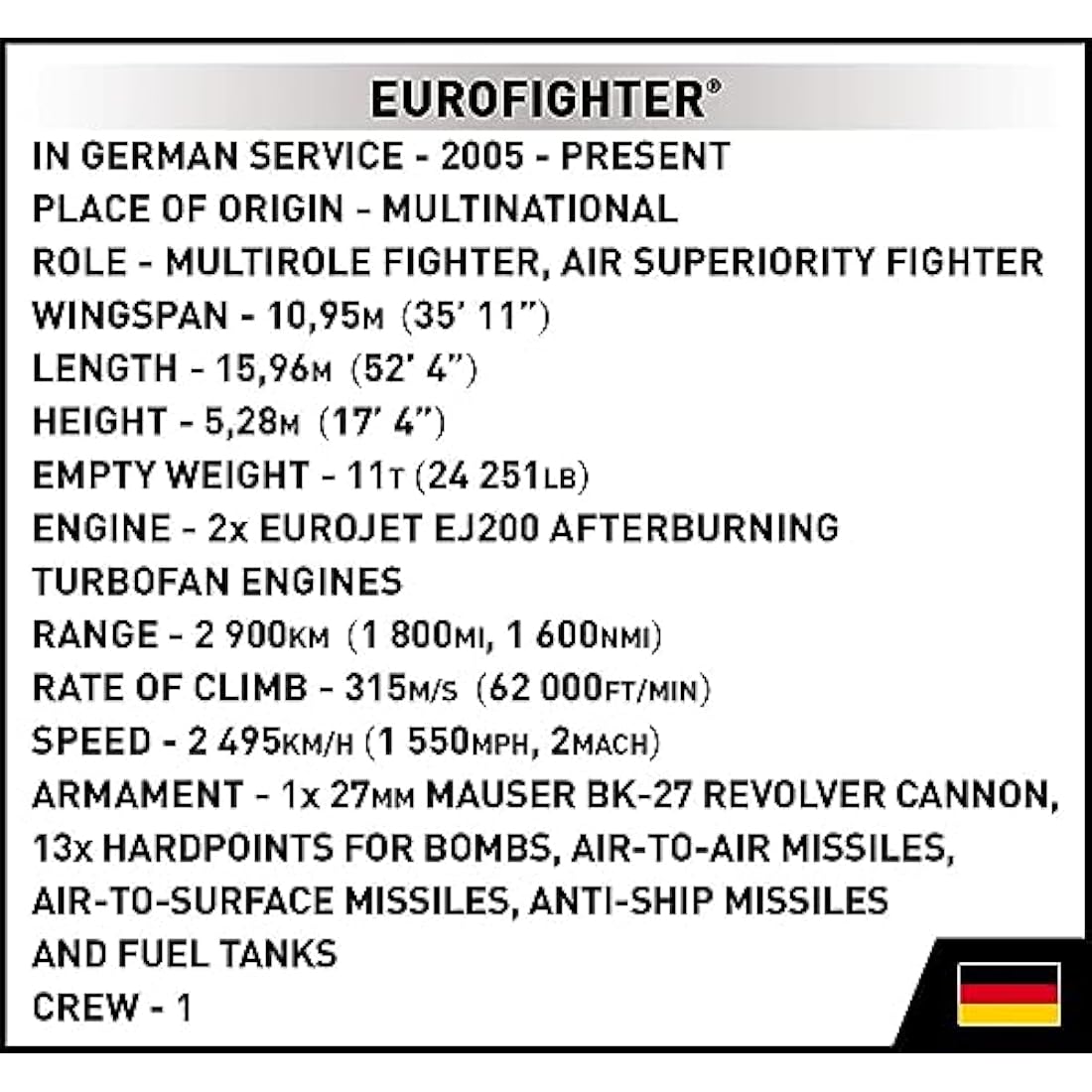 COBI EUROFIGHTER Typhoon (Germany)