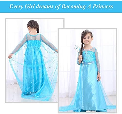 URAQT Dress Princess Costume, Princess Dress Up for Girls, Deluxe Fancy Costume with Accessories, Perfect for Christmas Birthday Party Carnival Cosplay