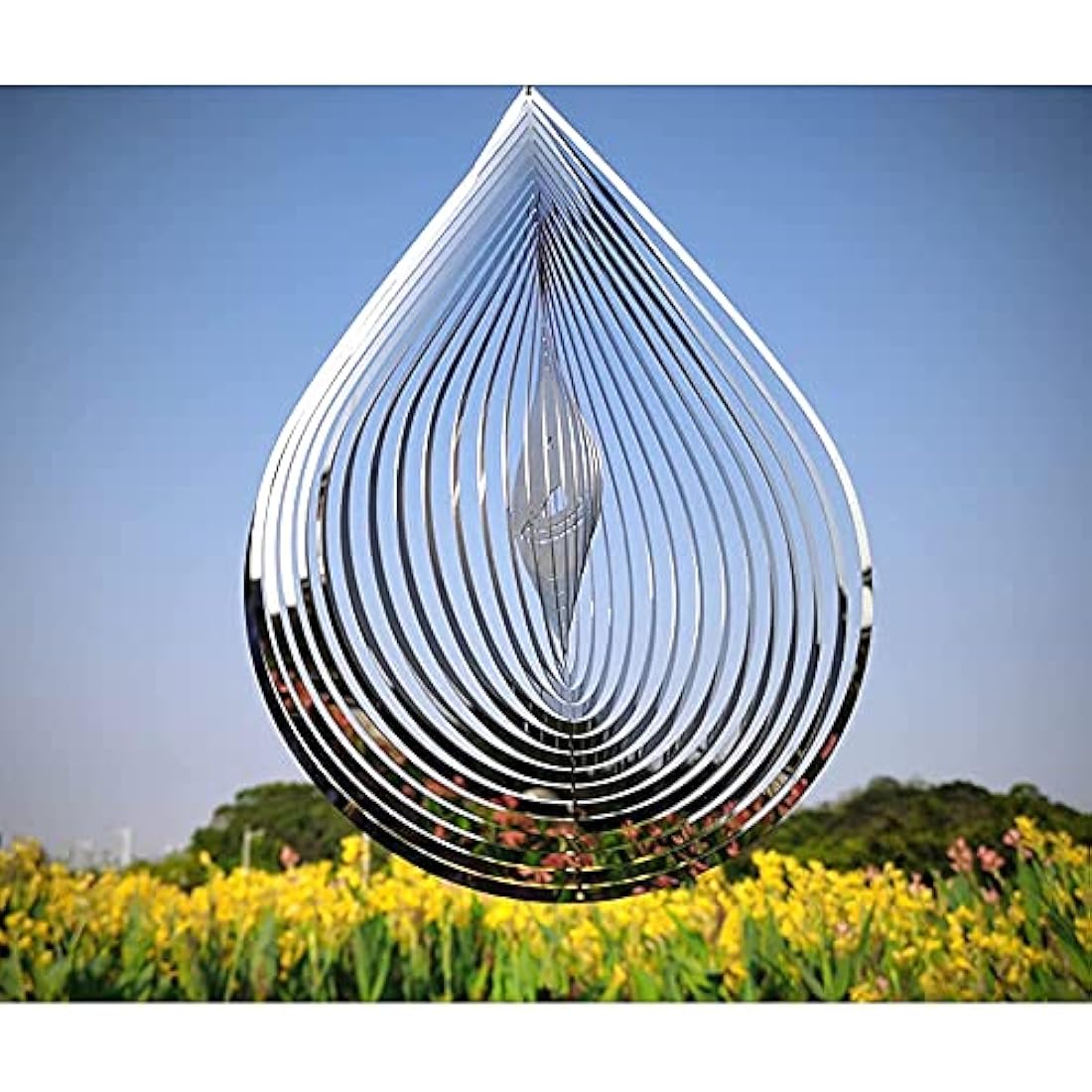 Kexsscai Wind Spinner 3D Stainless Steel Metal Sculptures Decorations, 3D Water Droplets Metal Wind Sculptures & Spinners for Indoor Outdoor Garden Decoration 12inch