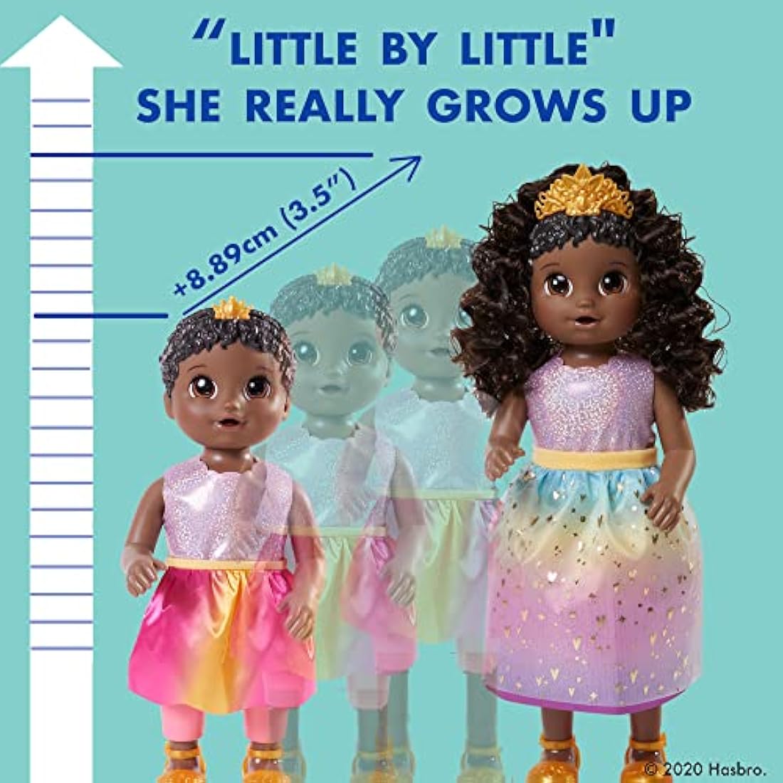 Baby Alive Princess Ellie Grows Up! Black Hair Doll, Interactive Baby Doll with Accessories, Talking Baby Dolls, Toys for 3 Year Old Girls and Boys and Up, 18-Inch