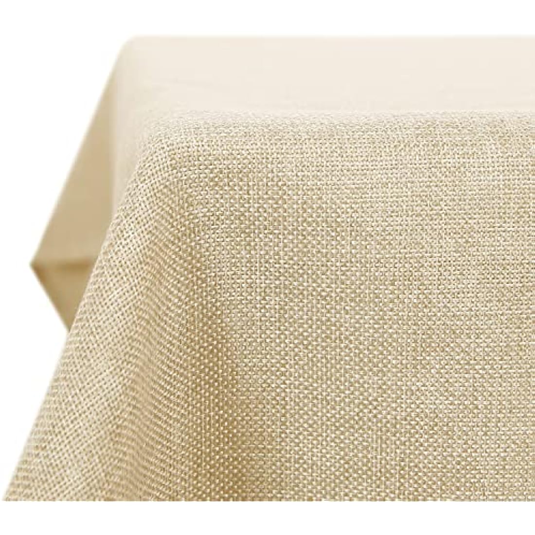 Deconovo Faux Linen Wipeable Tablecloth Rectangle Table Cover for Dining Table 52x90in(132x229cm) Beige