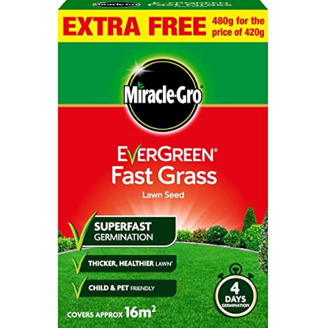 Miracle-Gro EverGreen Fast Grass Lawn Seed 480g